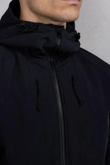 Alec Hooded Windbreaker Jacket Jet Black