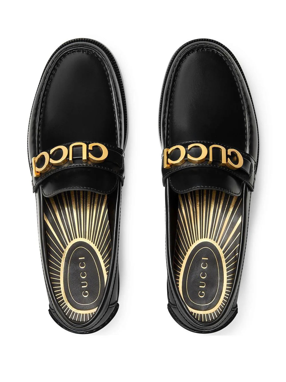 logo plaque leather loafers