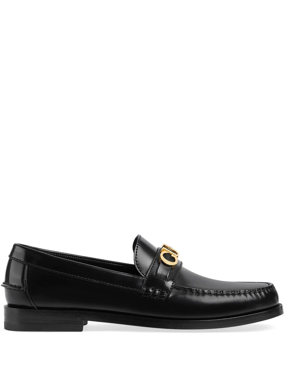 logo plaque leather loafers