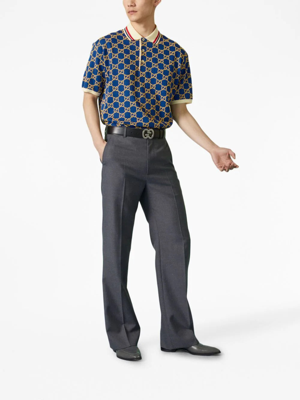 GG POLO SHIRT IN JERSEY AND COTTON JACQUARD