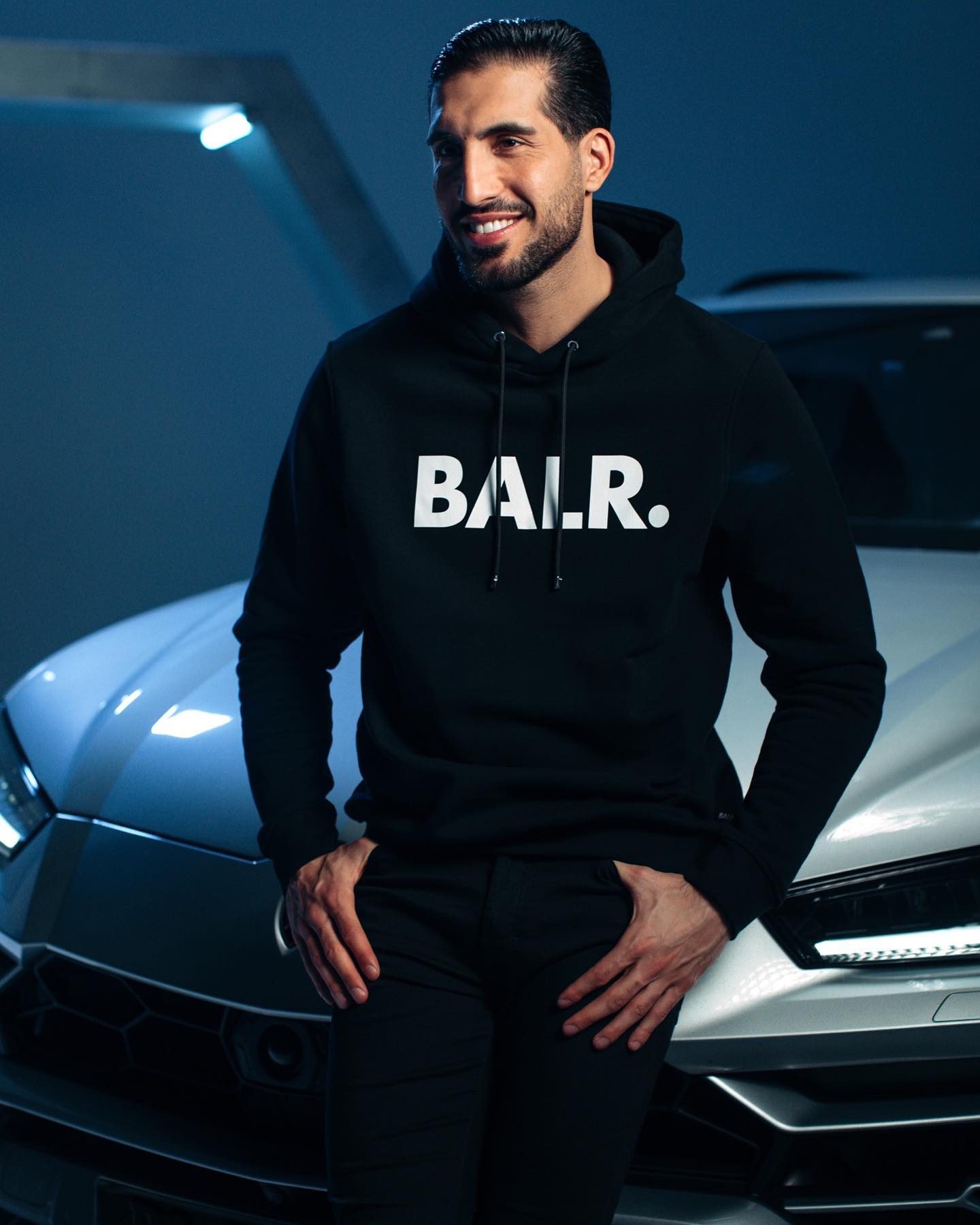 Brand Straight Hoodie Jet Black/Stone Blue