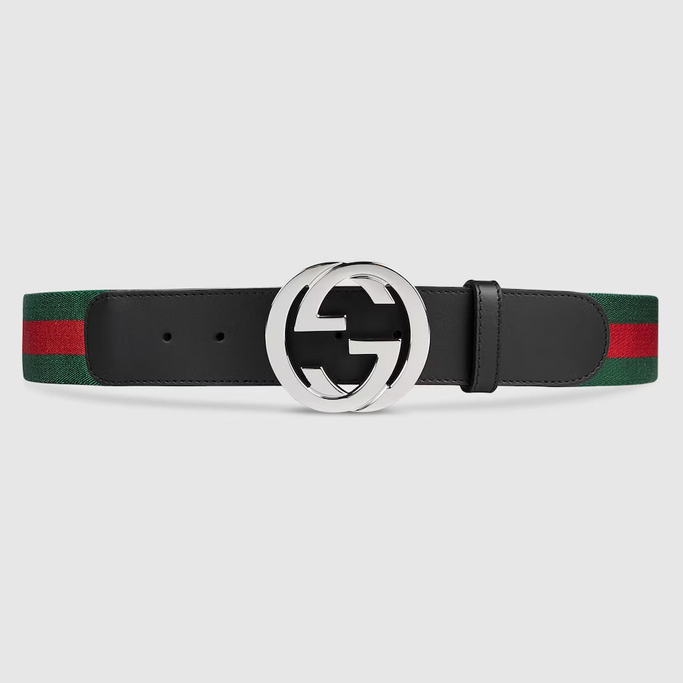 NYLON WEB RIBBON BELT WITH GG BUCKLE