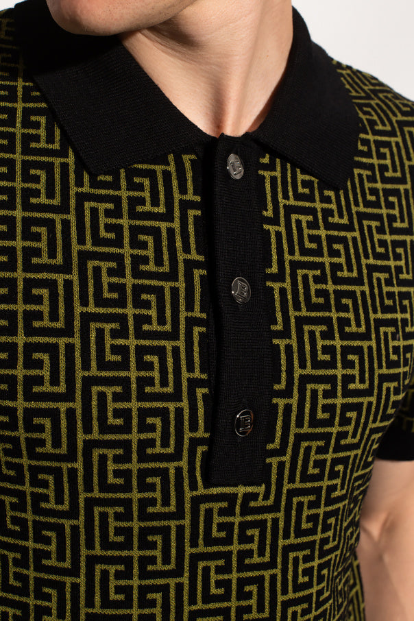 Balmain GREEN Polo shirt with logo