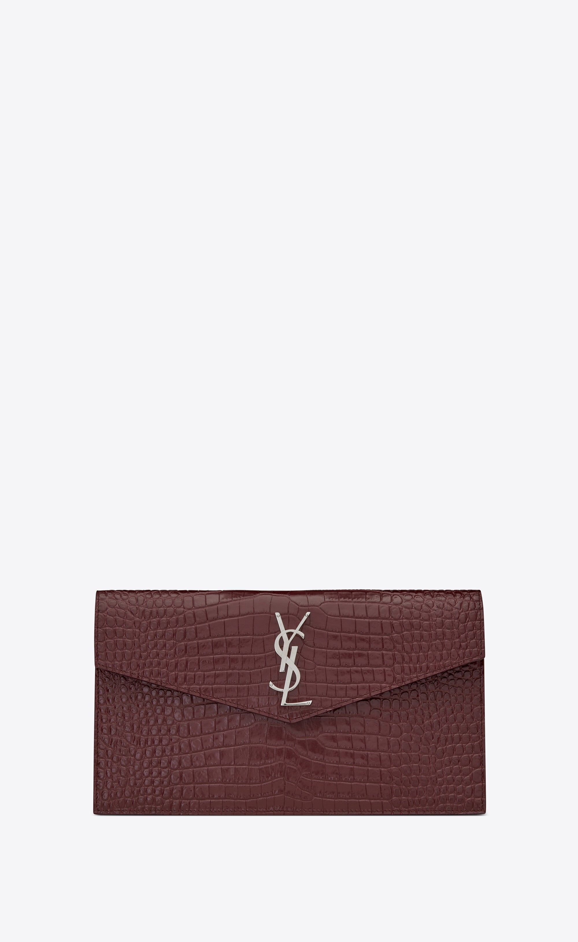 Pochette Uptown en cuir brillant à motif crocodile