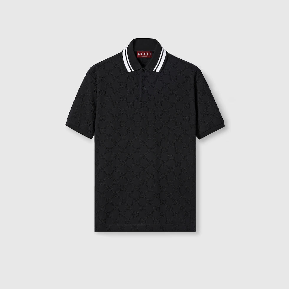 Polo en coton stretch à motif GG