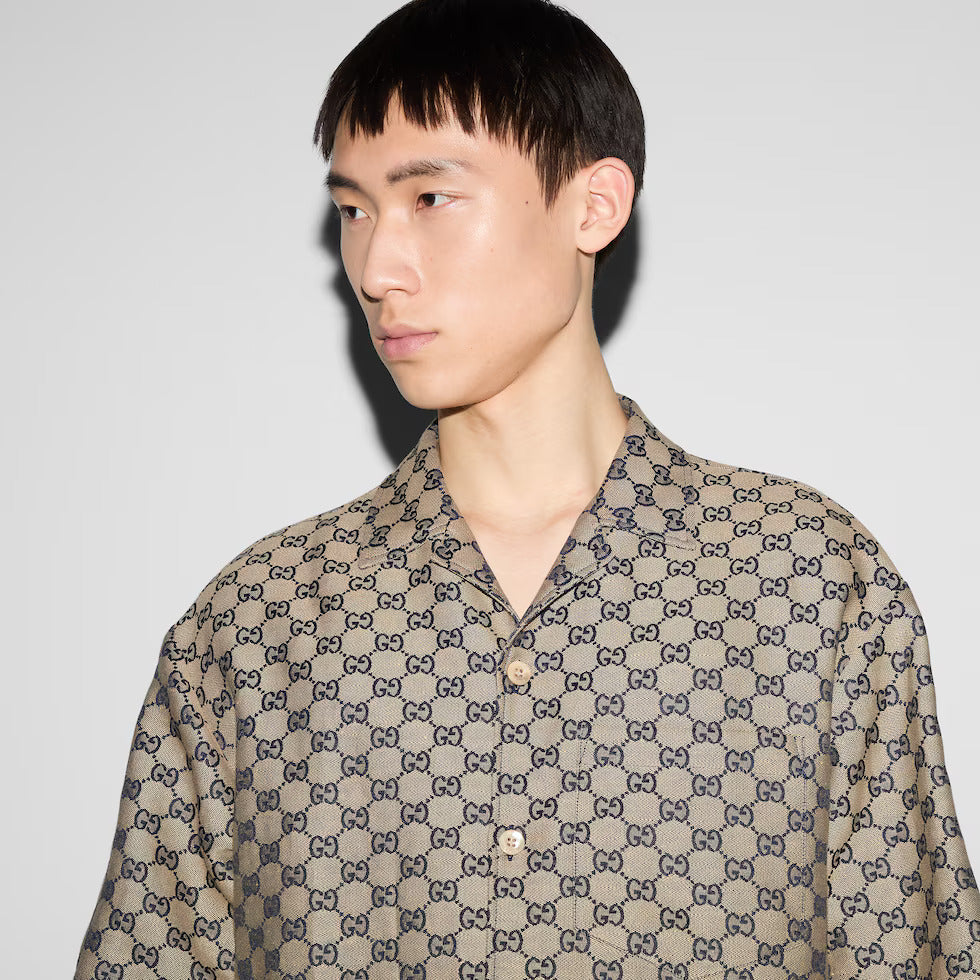 Chemise en toile en mélange de lin GG