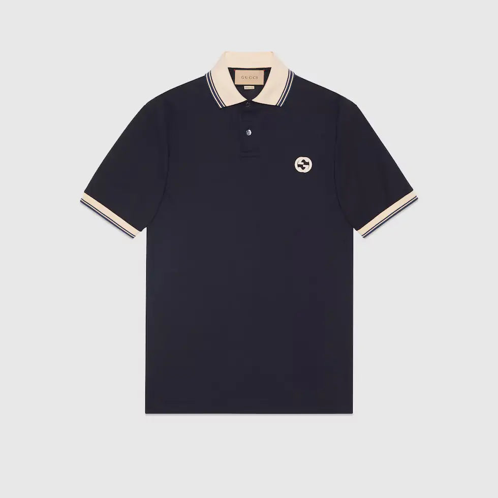 POLO EN COTON AVEC DÉTAIL GG ENLACÉS