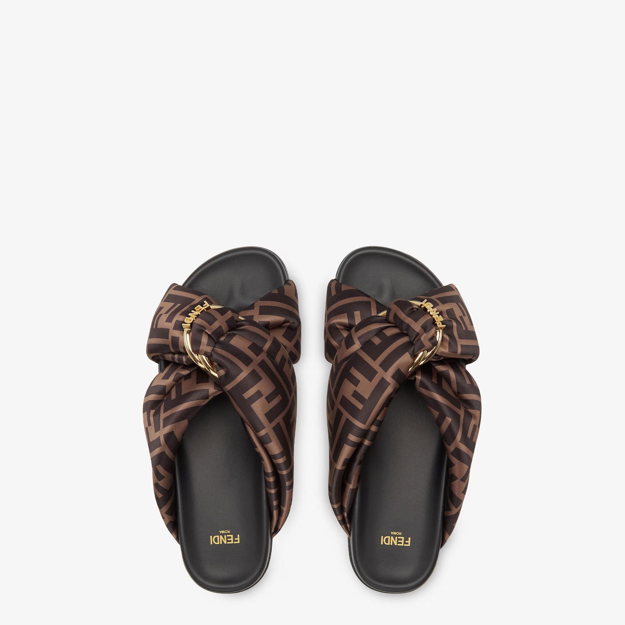 Fendi Feel Sandales en satin FF marron