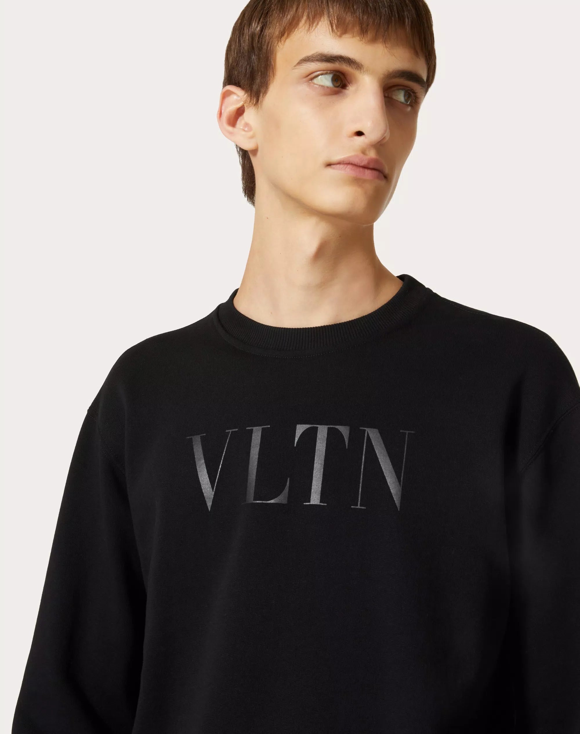 CREW-NECK COTTON SWEATSHIRT WITH VLTN PRINT
