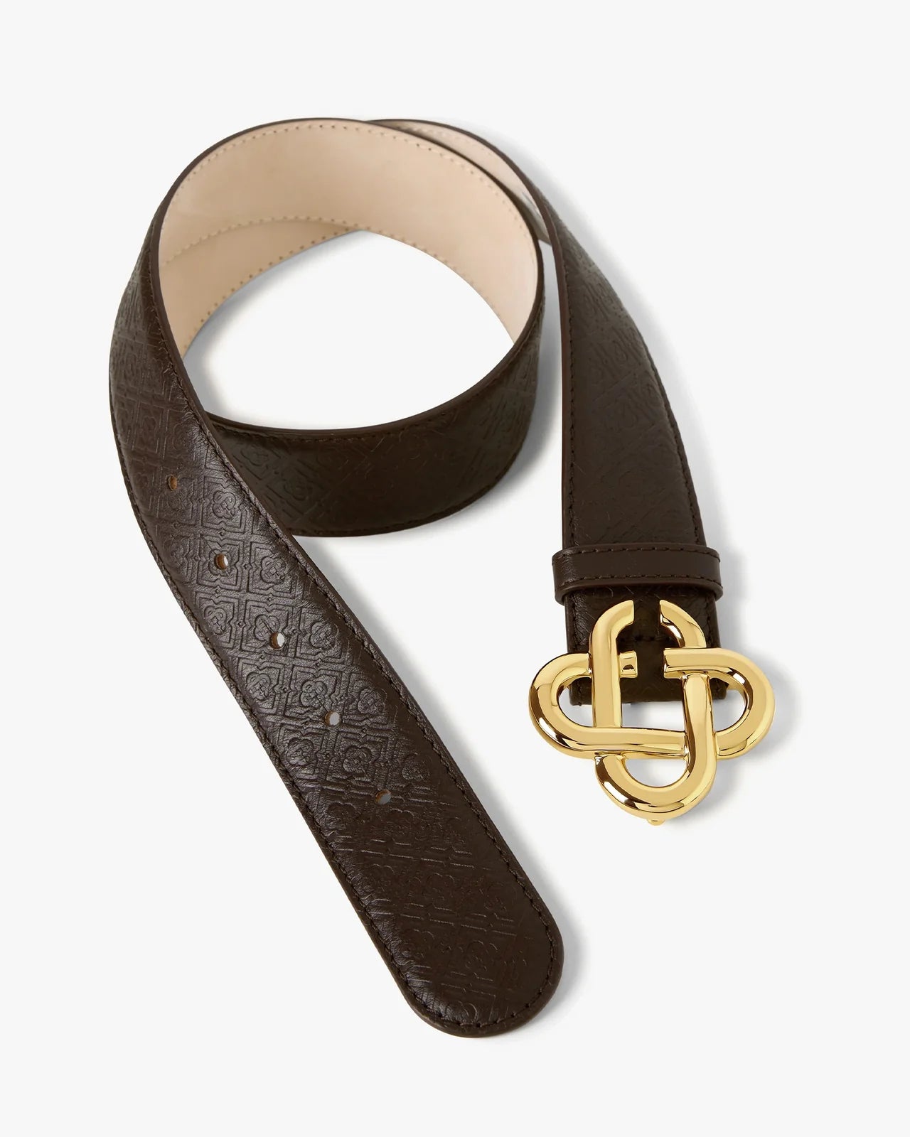 Ceinture pour homme marron et dorée en cuir à monogramme CC