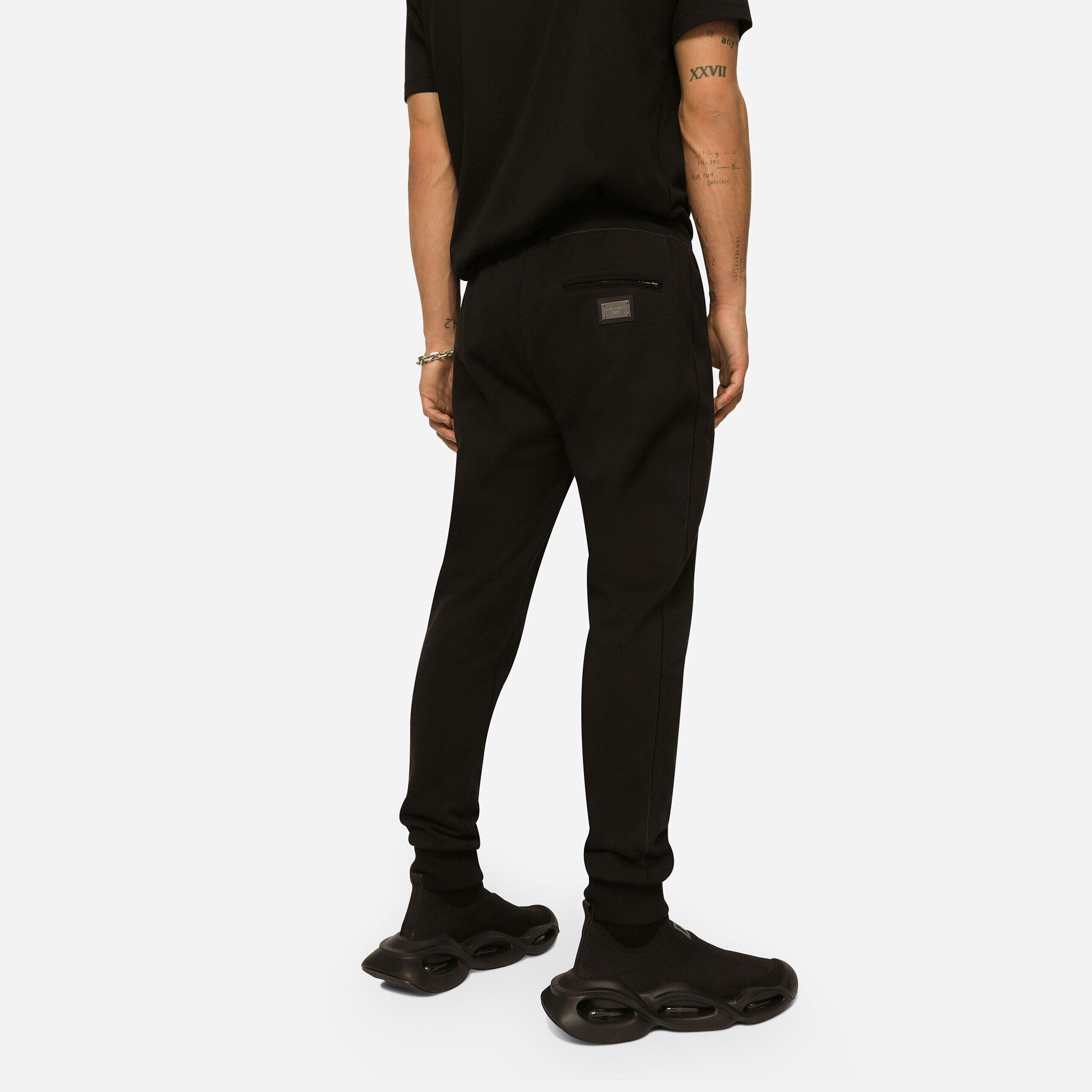 JERSEY JOGGING PANTS WITH LOGO PLAQUE