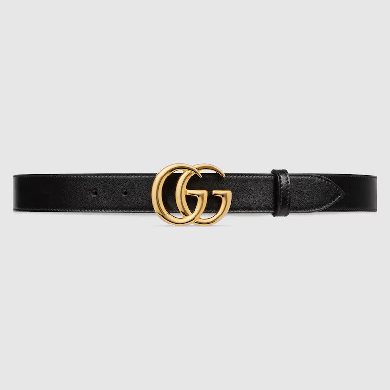 GG MARMONT LEATHER BELT WITH SHINY BUCKLE