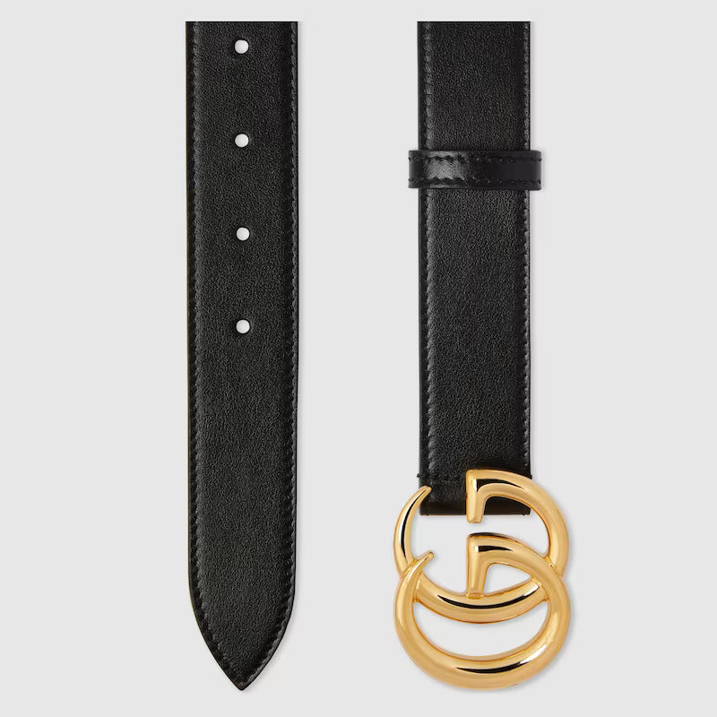 GG MARMONT LEATHER BELT WITH SHINY BUCKLE
