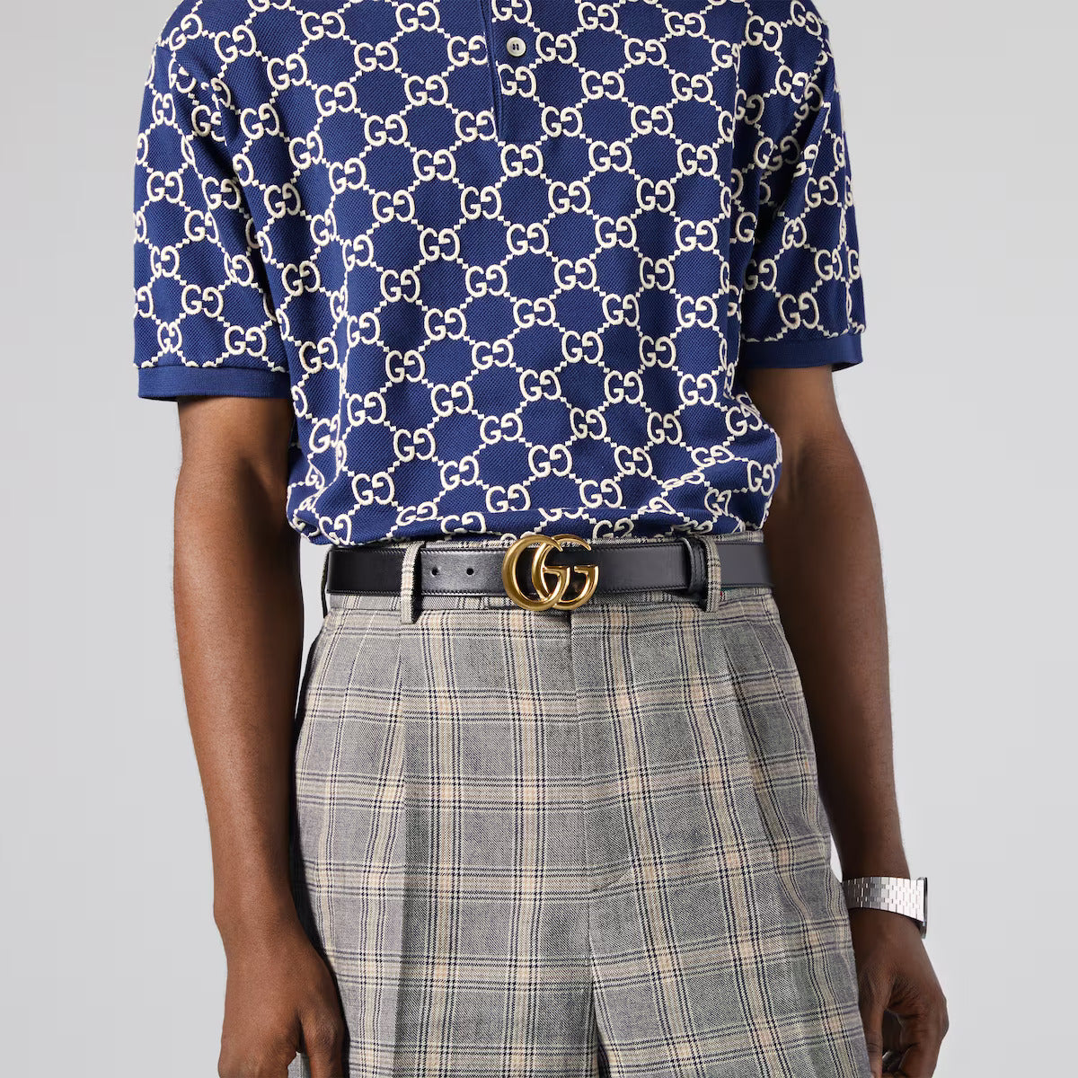 GG MARMONT LEATHER BELT WITH SHINY BUCKLE