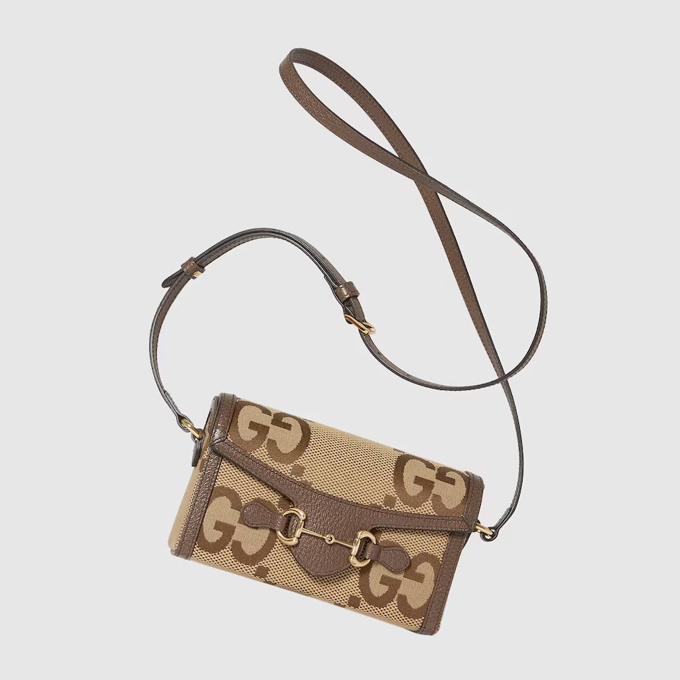 GUCCI HORSEBIT 1955 MINI BAG WITH GG JUMBO PATTERN