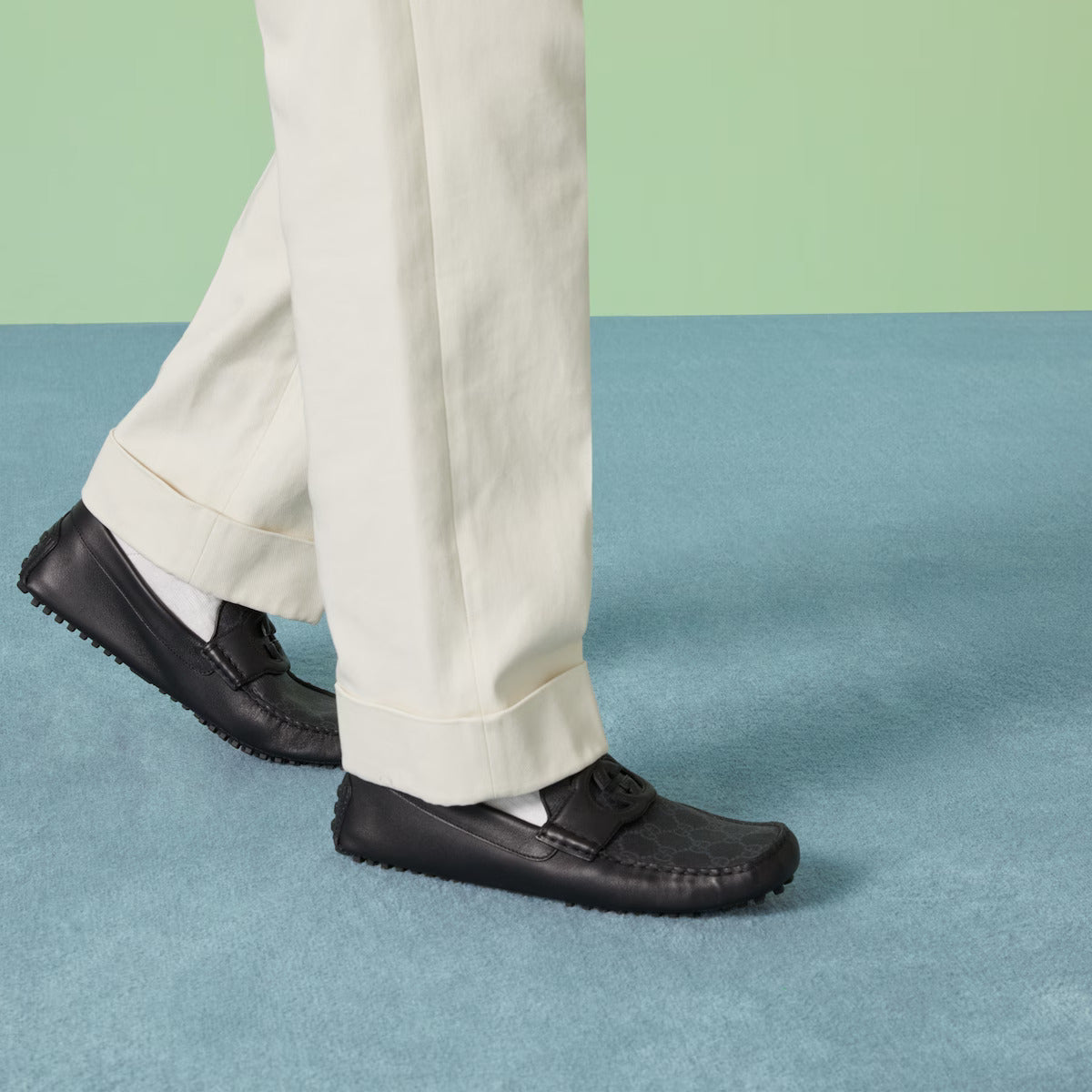 MEN’S GG MOCCASINS WITH ENLACED GG DETAIL