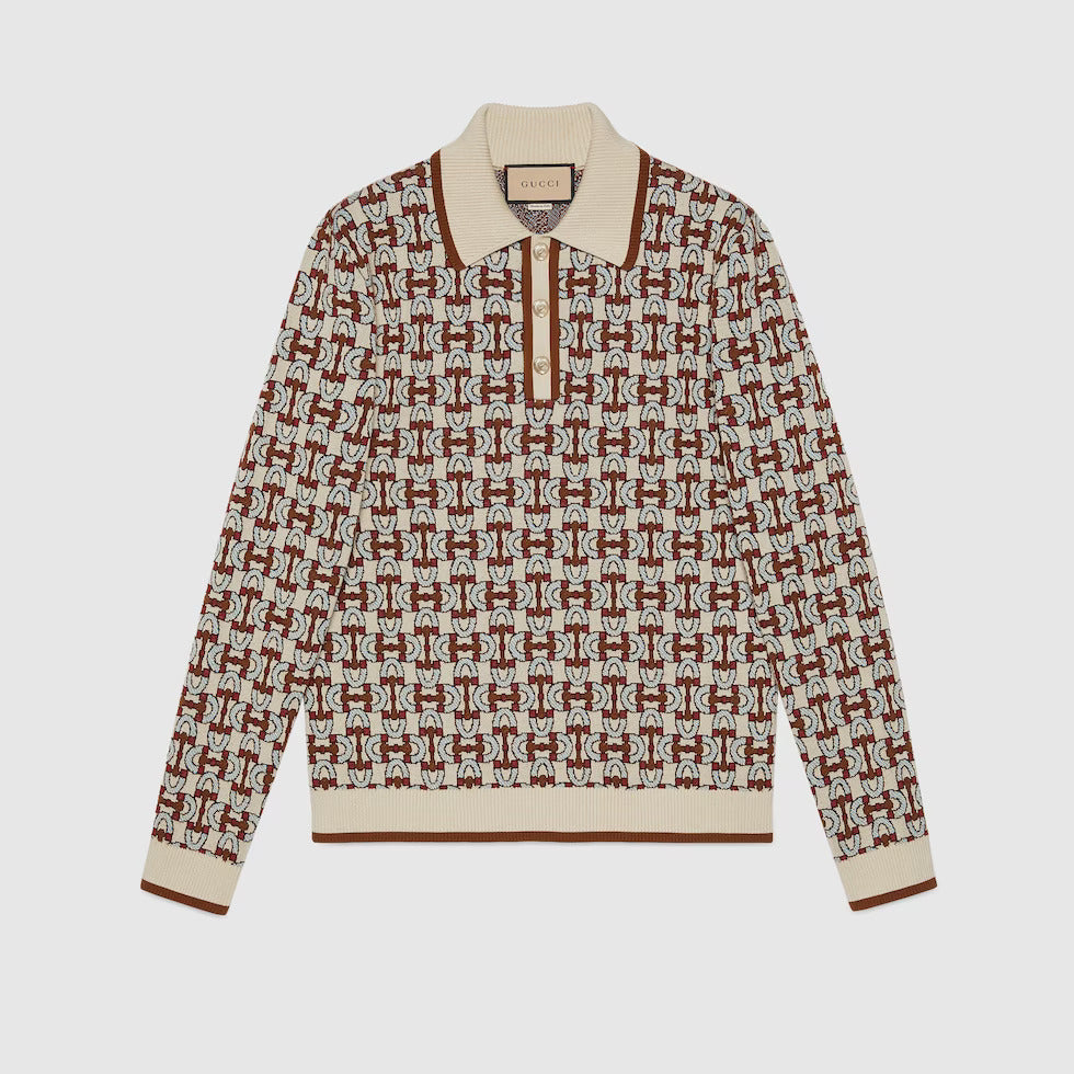 HORSEBIT COTTON JACQUARD POLO SHIRT