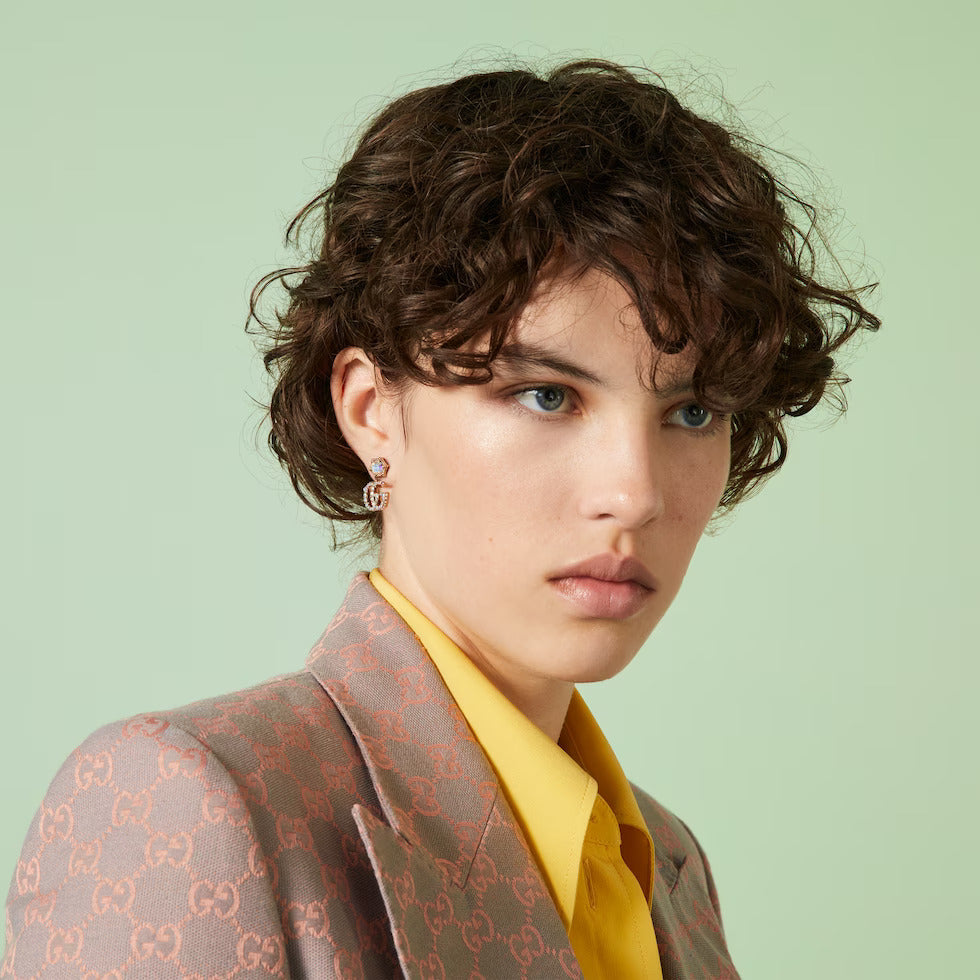 DOUBLE G EARRINGS WITH CRYSTAL