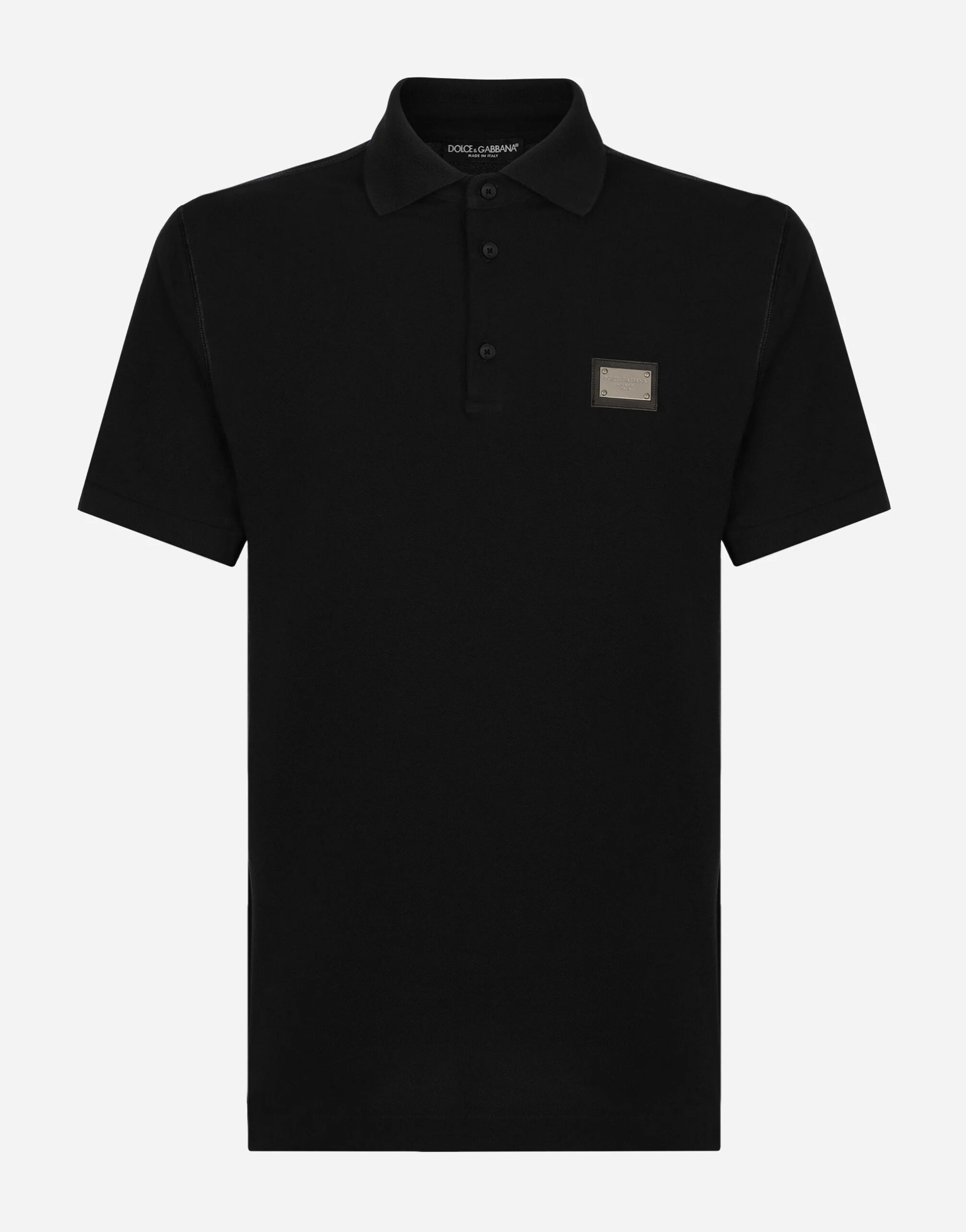 Polo en piqué de coton avec plaquette à logo