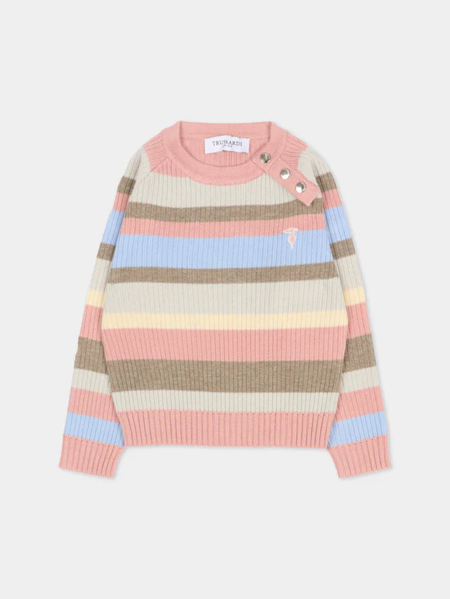 Pull multicolore pour bébé fille avec logo