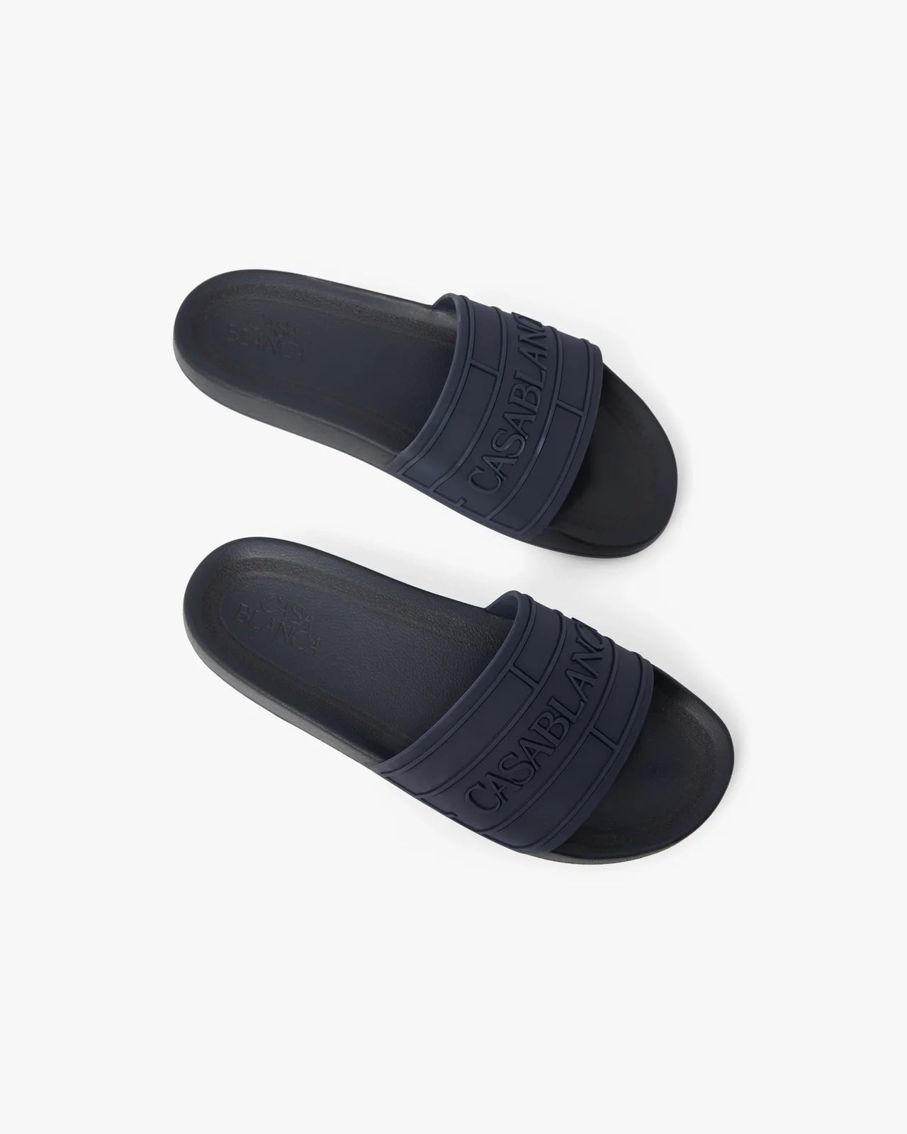 Claquettes de piscine pour homme bleues à logo