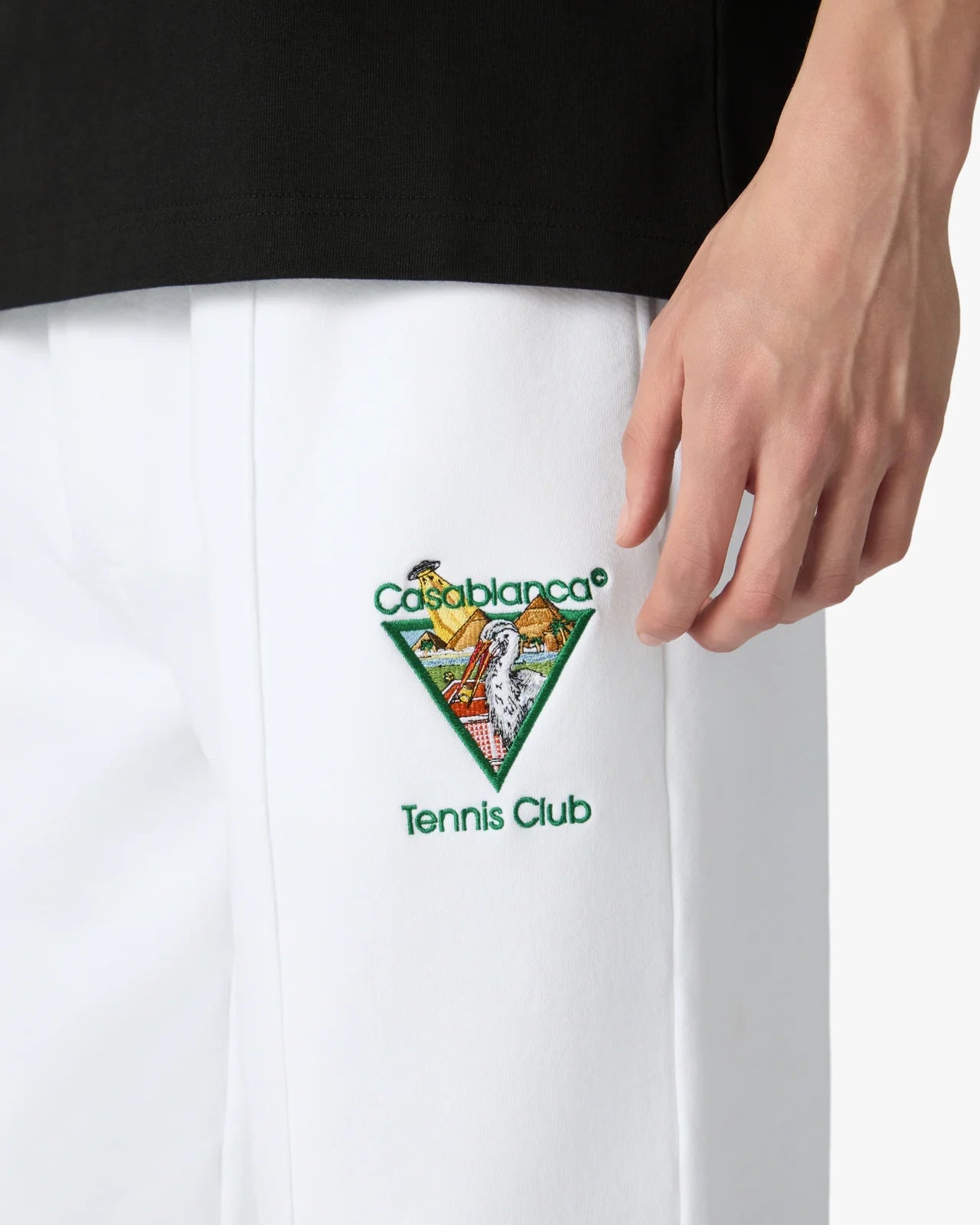Pantalon CASABLANCA de survêtement blanc brodé Tennis Club Icon Pyramid Abduction