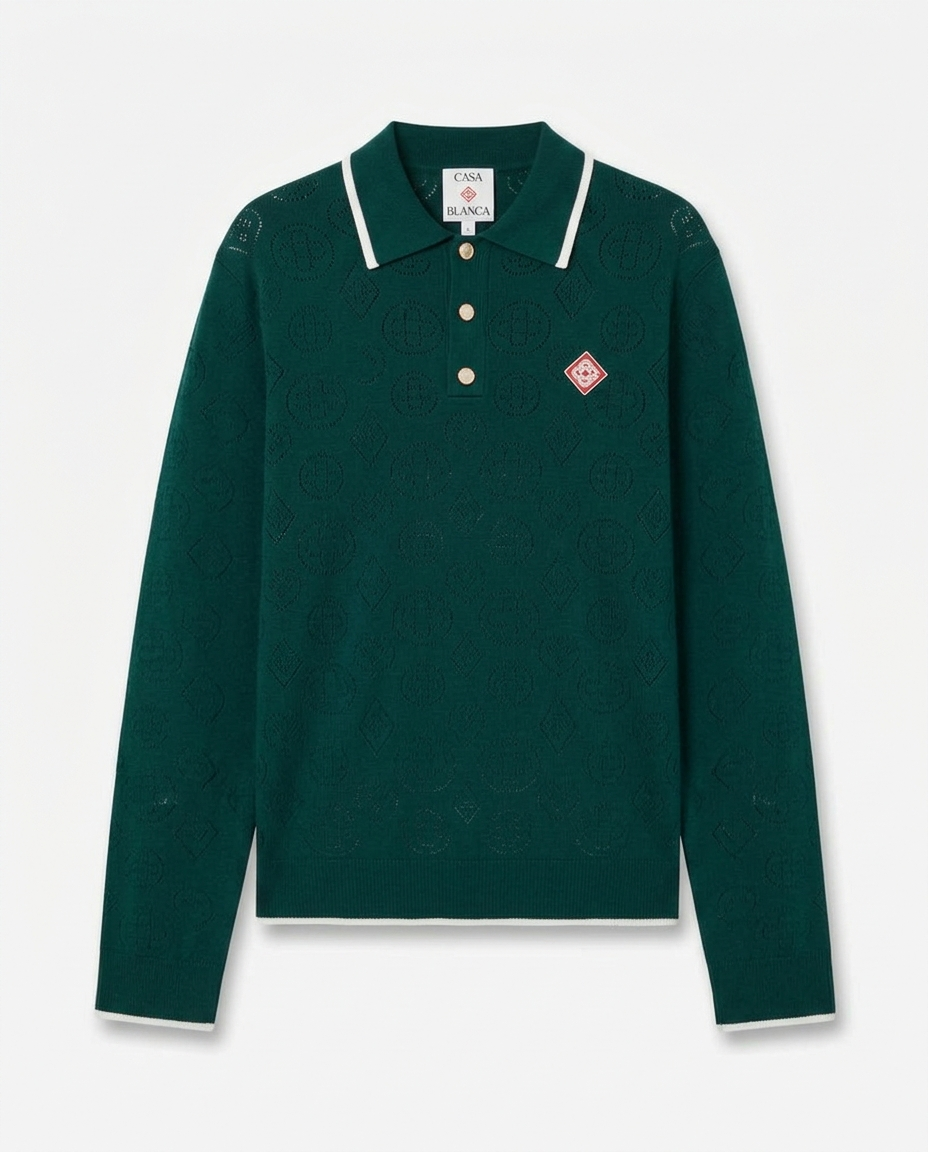 Polo Casablanca Pointelle LS Polo Shirt maison prado