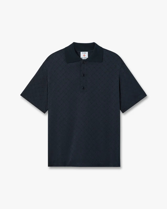 Polo à manches courtes et col en maille bleu marine maison prado