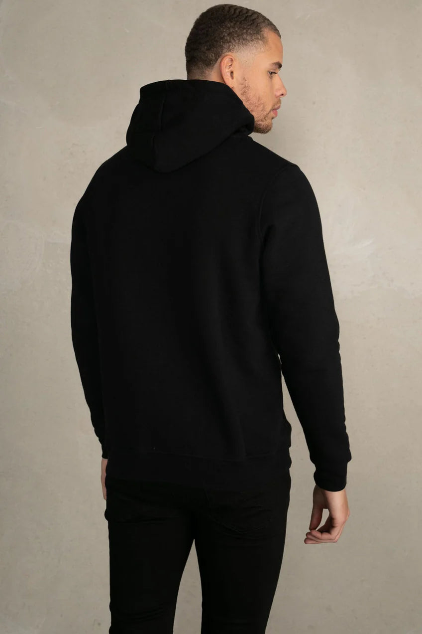 Brand Straight Hoodie Jet Black/Stone Blue