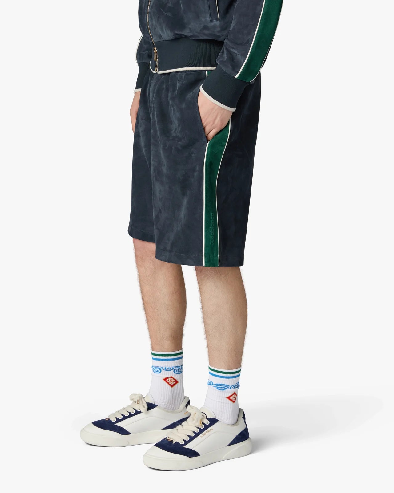 Sneakers CASABLANCA pour homme blanches et bleu marine Del Mar