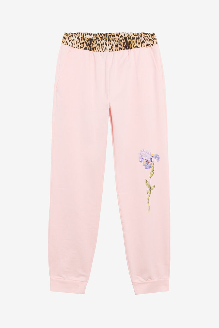 Pantalon De Jogging Rose À Taille Léopard
