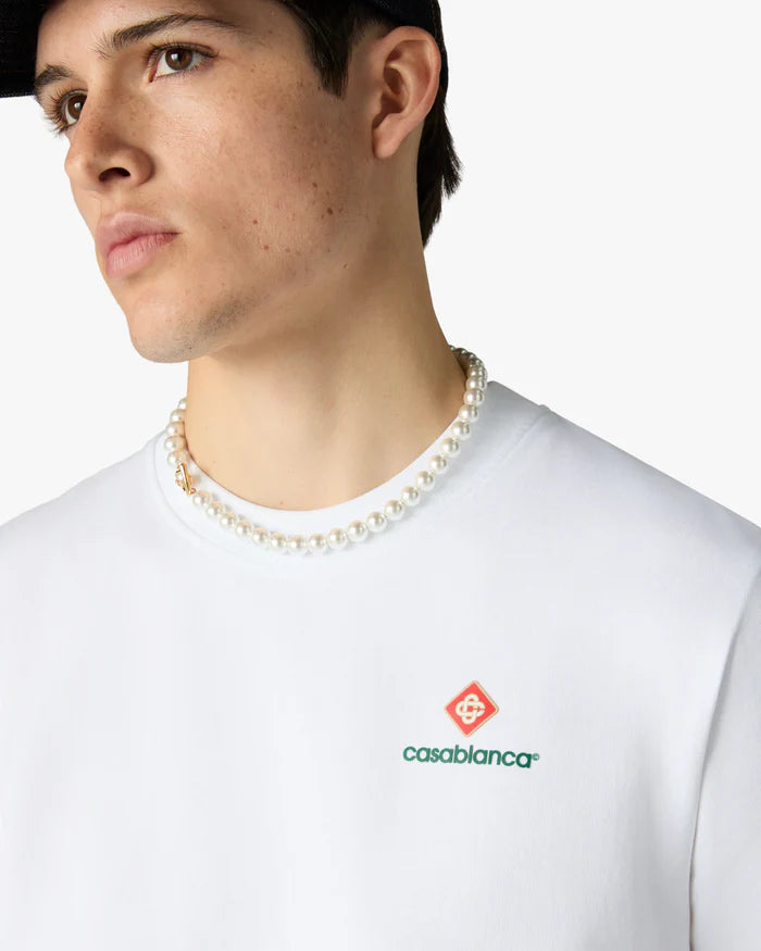 T‑shirt Casablanca à manches courtes blanc style sport