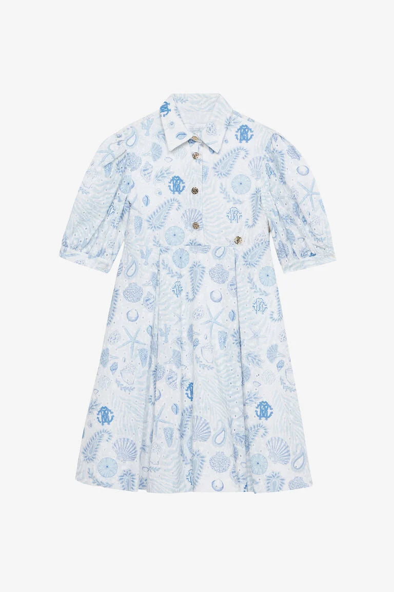 Robe En Broderie Anglaise À Imprimé Marine
