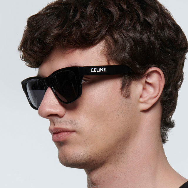 CL40249U Men's Rectangular Sunglasses, Shiny Black/Grey
