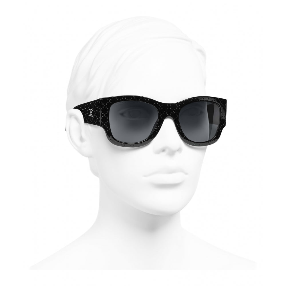 Chanel - Lunettes de soleil rectangulaires - Noir Gris - Lunettes Chanel