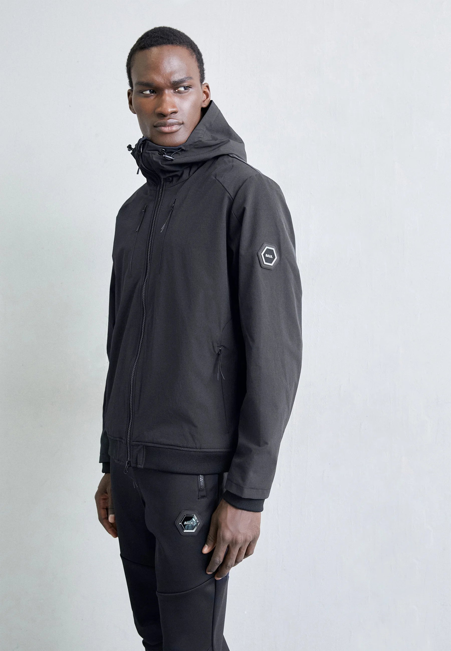 Alec Hooded Windbreaker Jacket Jet Black