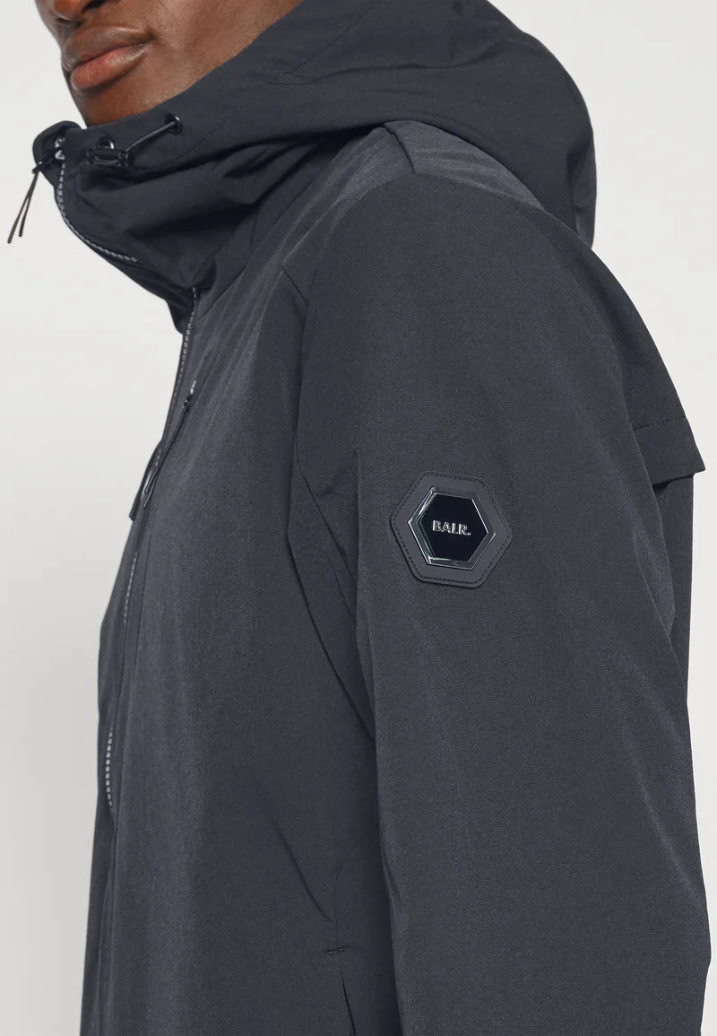 Alec Hooded Windbreaker Jacket Jet Black