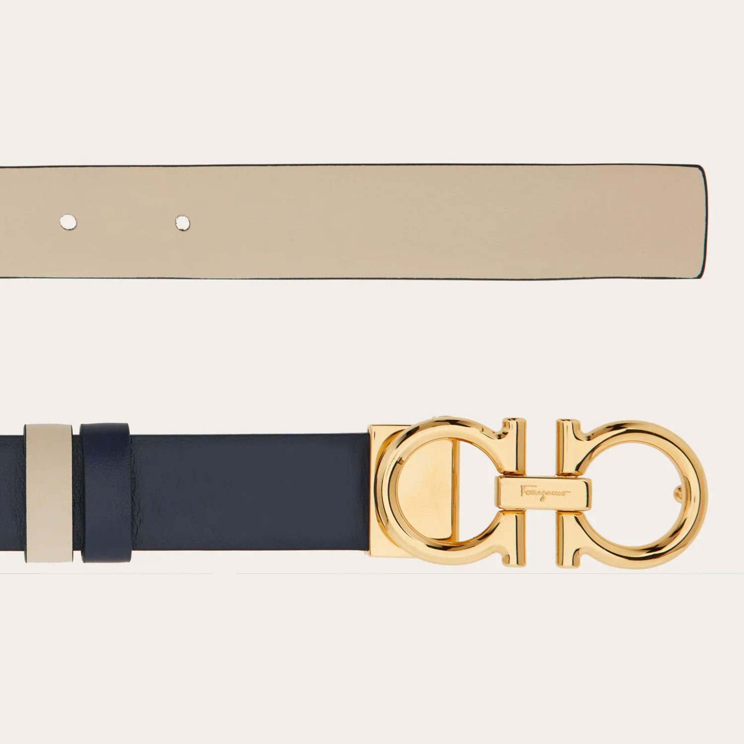 Reversible and adjustable Gancini belt