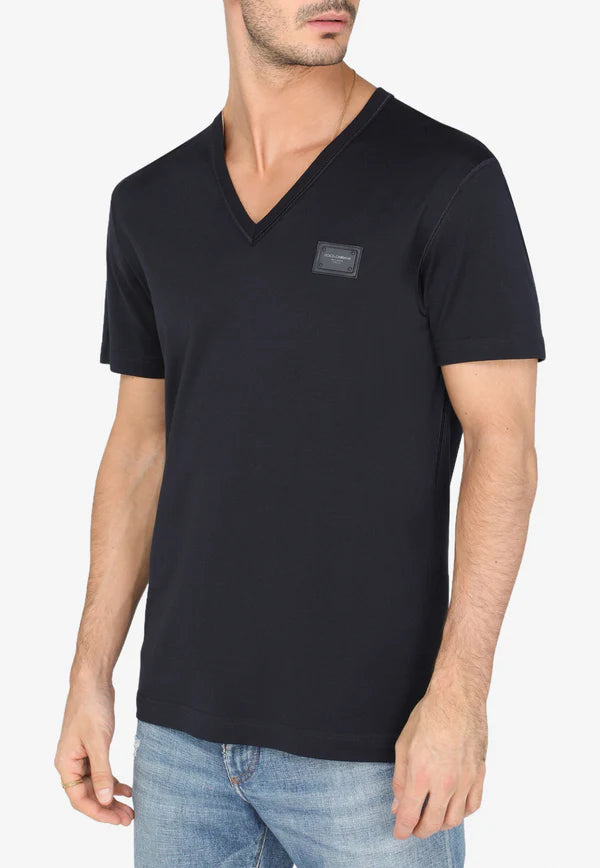 Logo Plate V-neck T-shirt