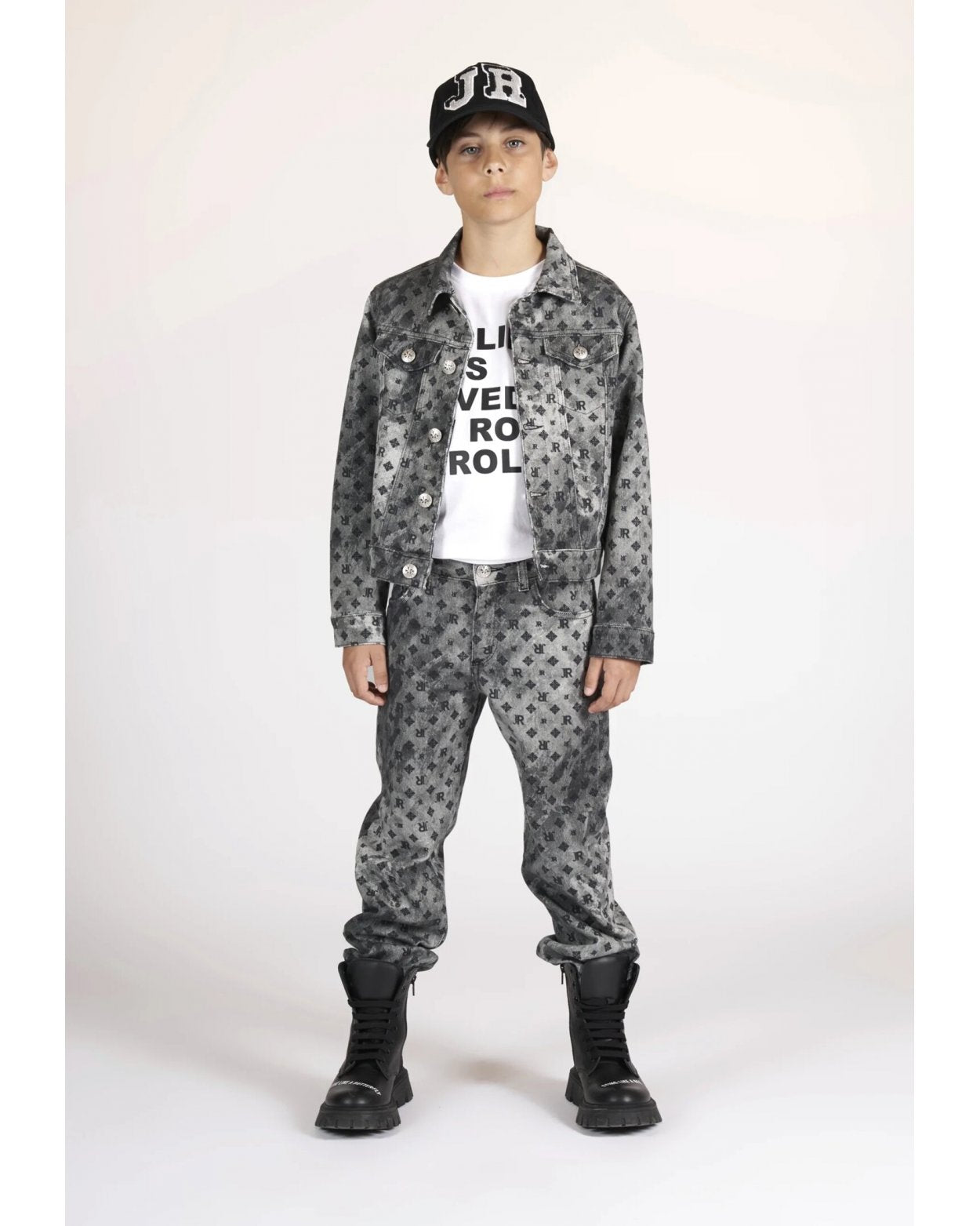 Veste en jean grise à monogramme - John Richmond