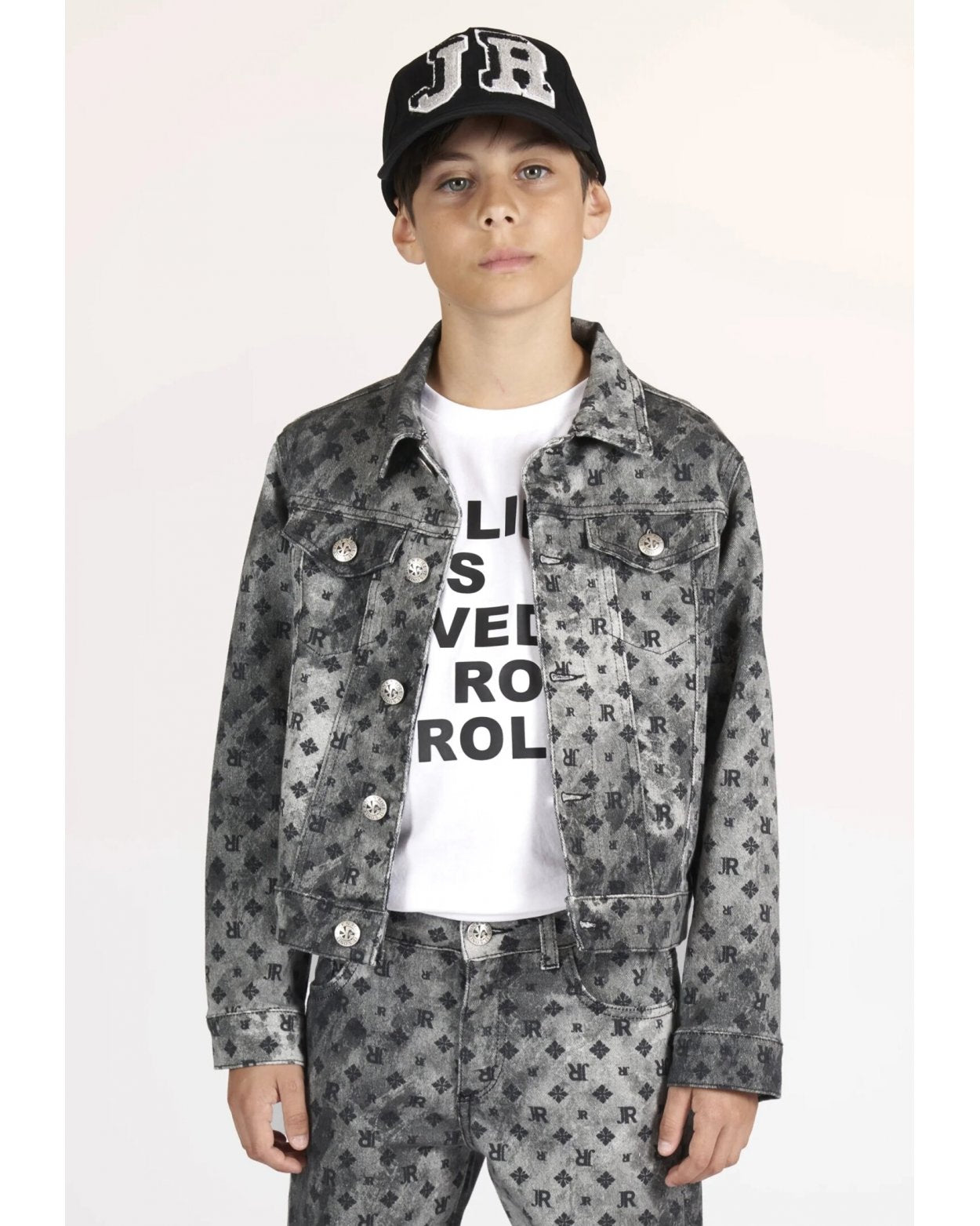 Veste en jean grise à monogramme - John Richmond