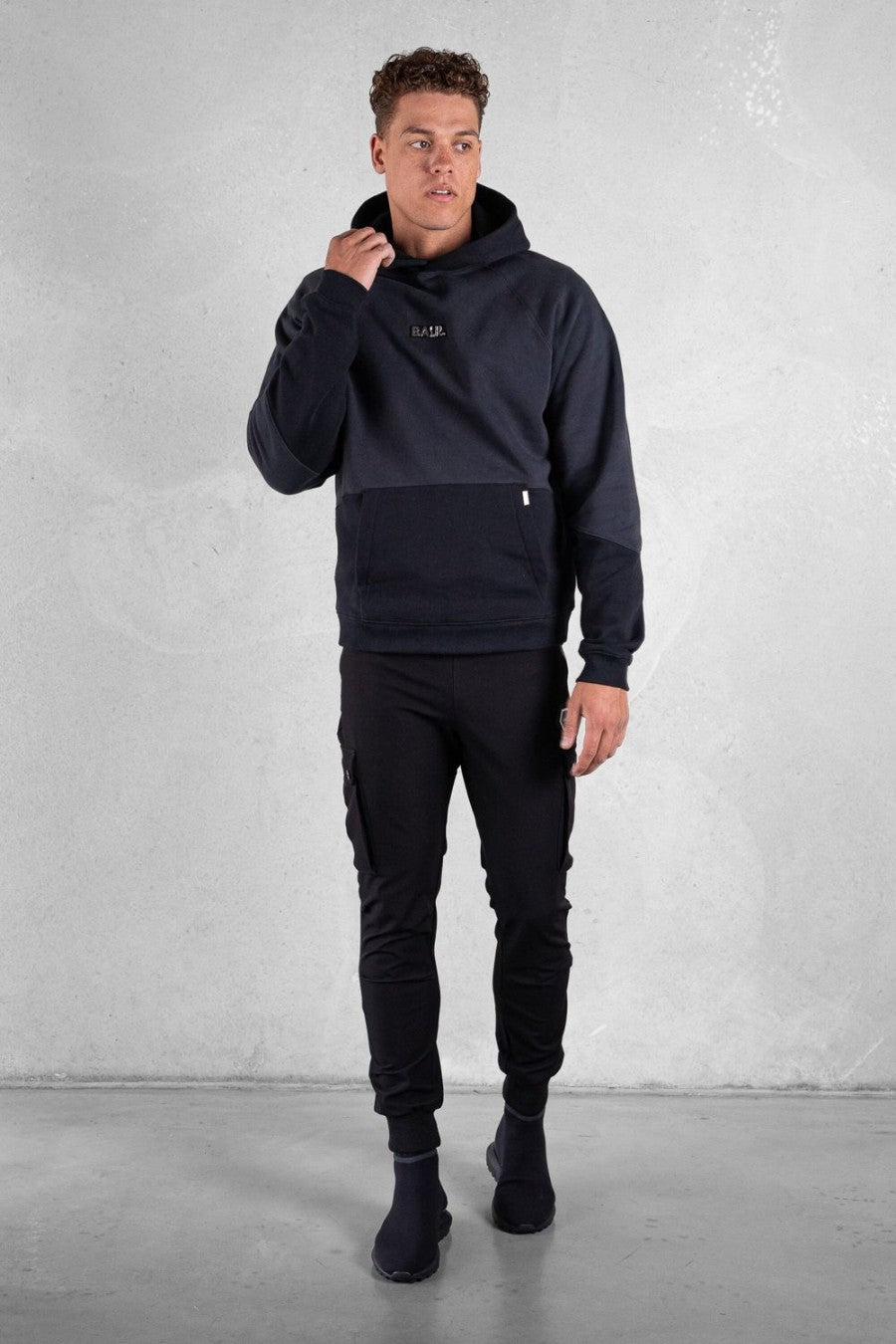 Carter Loose Double Arrow Hoodie Jet Black/Asphalt
