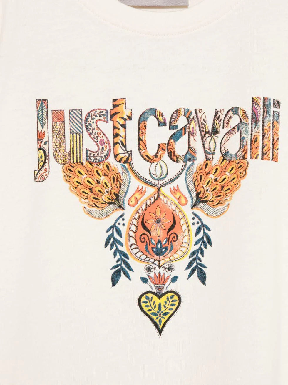 T-shirt blanc Just Cavalli Kids pour filles avec broderie sur le devant