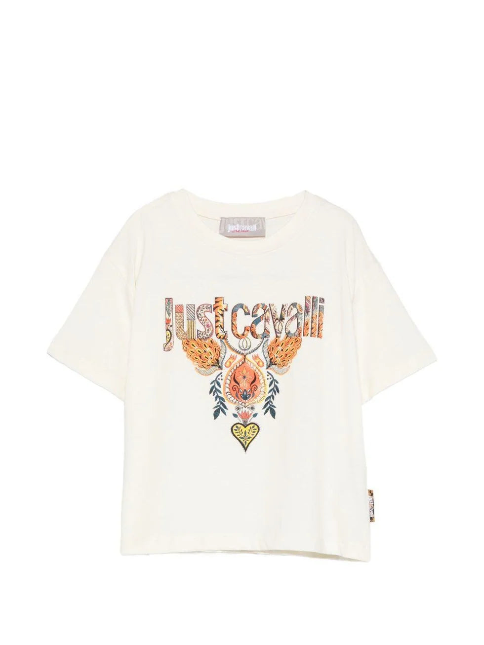 T-shirt blanc Just Cavalli Kids pour filles avec broderie sur le devant