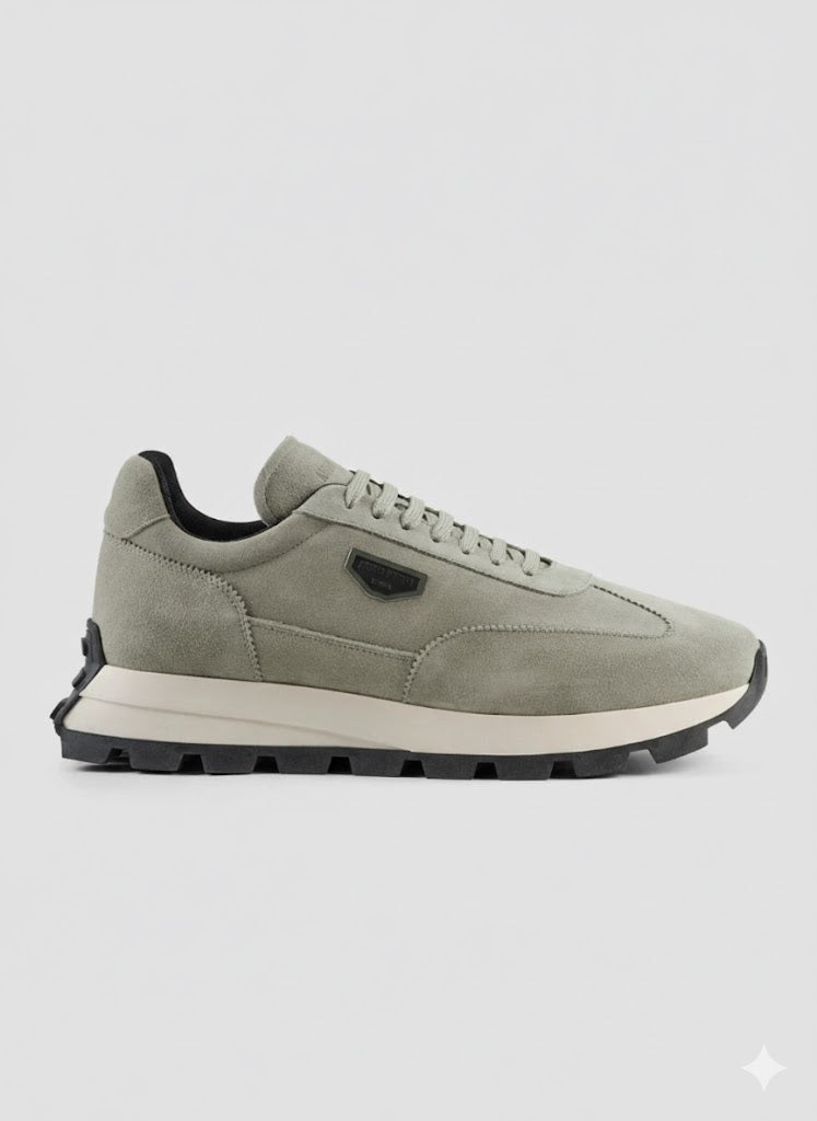 SNEAKER RUNNING METAL « RHINO » EN DAIM