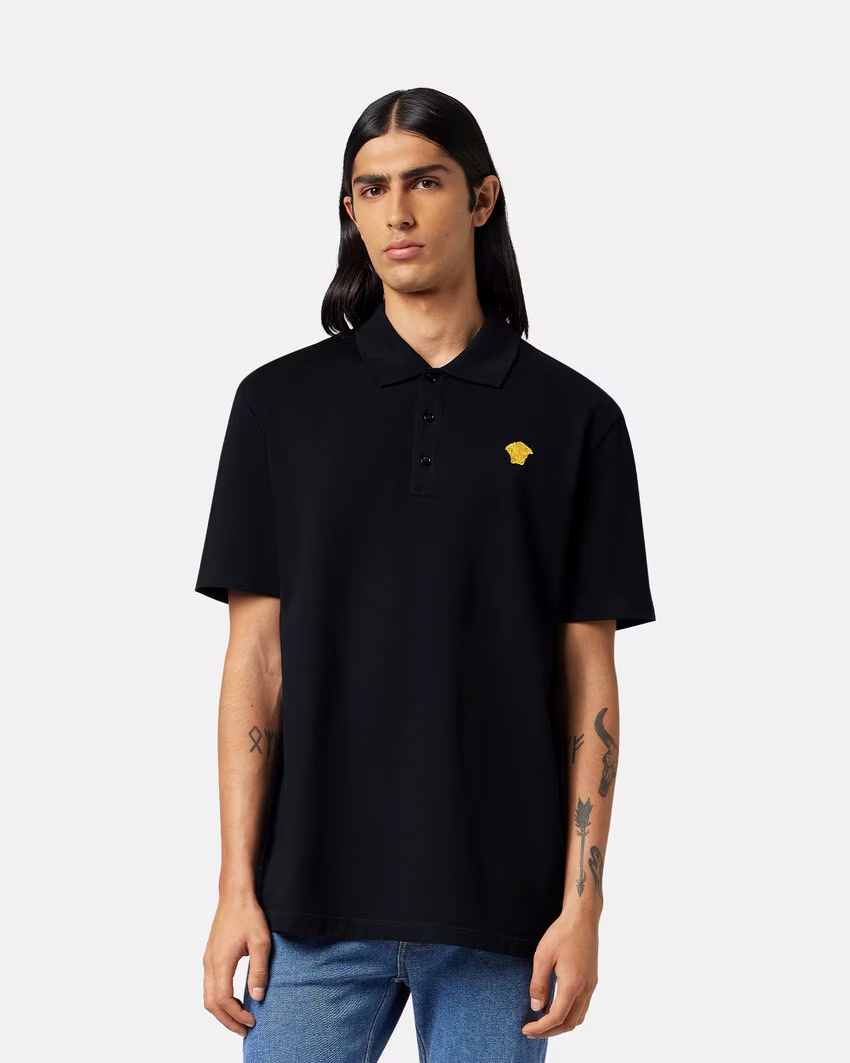 EMBROIDERED SHORT-SLEEVED POLO SHIRT Versace