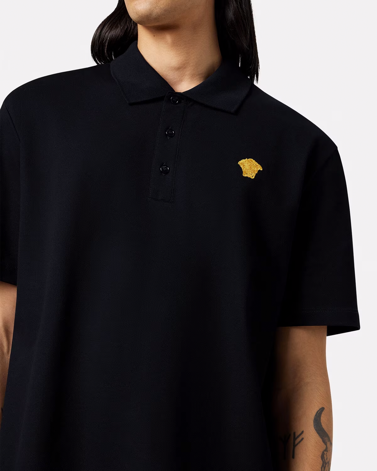 EMBROIDERED SHORT-SLEEVED POLO SHIRT Versace
