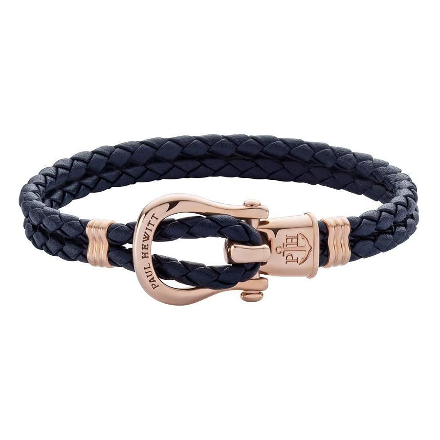 PAUL HEWITT Women's Engraved PHINITY Bracelet - Leather Rope Bracelet Personalised Bracelet with Pendant (Rose Gold)