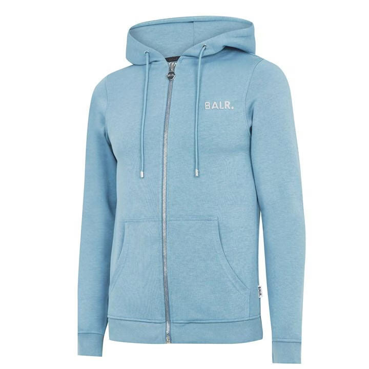 Q-Series Straight Zip Through Hoodie Stone Blue