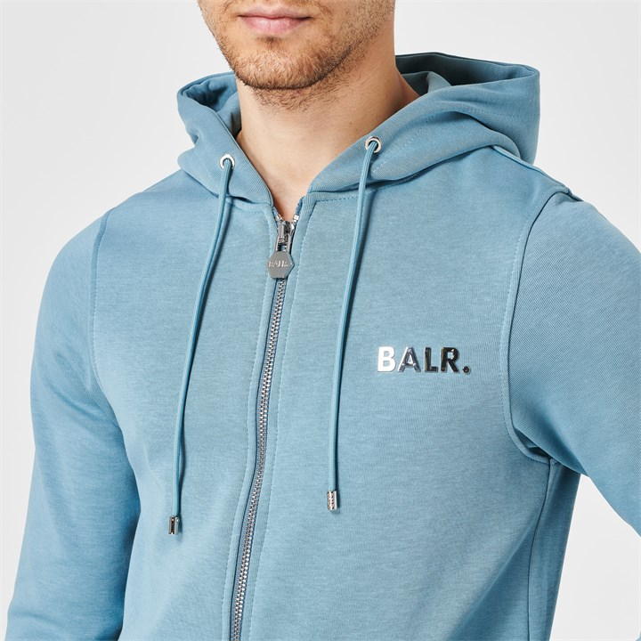 Q-Series Straight Zip Through Hoodie Stone Blue